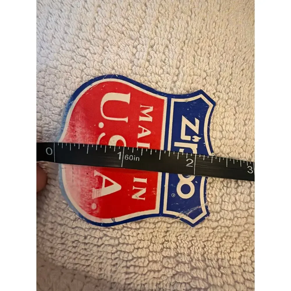 Vintage Zippo Made in USA Shield Decal Sticker Original Red White Blue 2.5